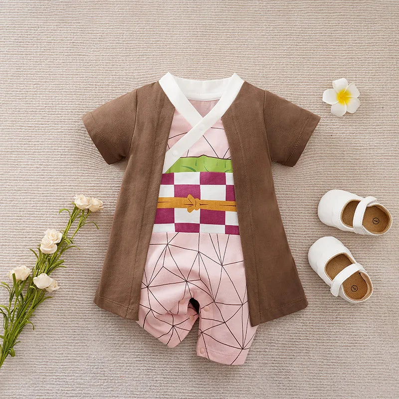 Baby Anime Cosplay Romper – Dragon & Demon Slayer (0-18M)