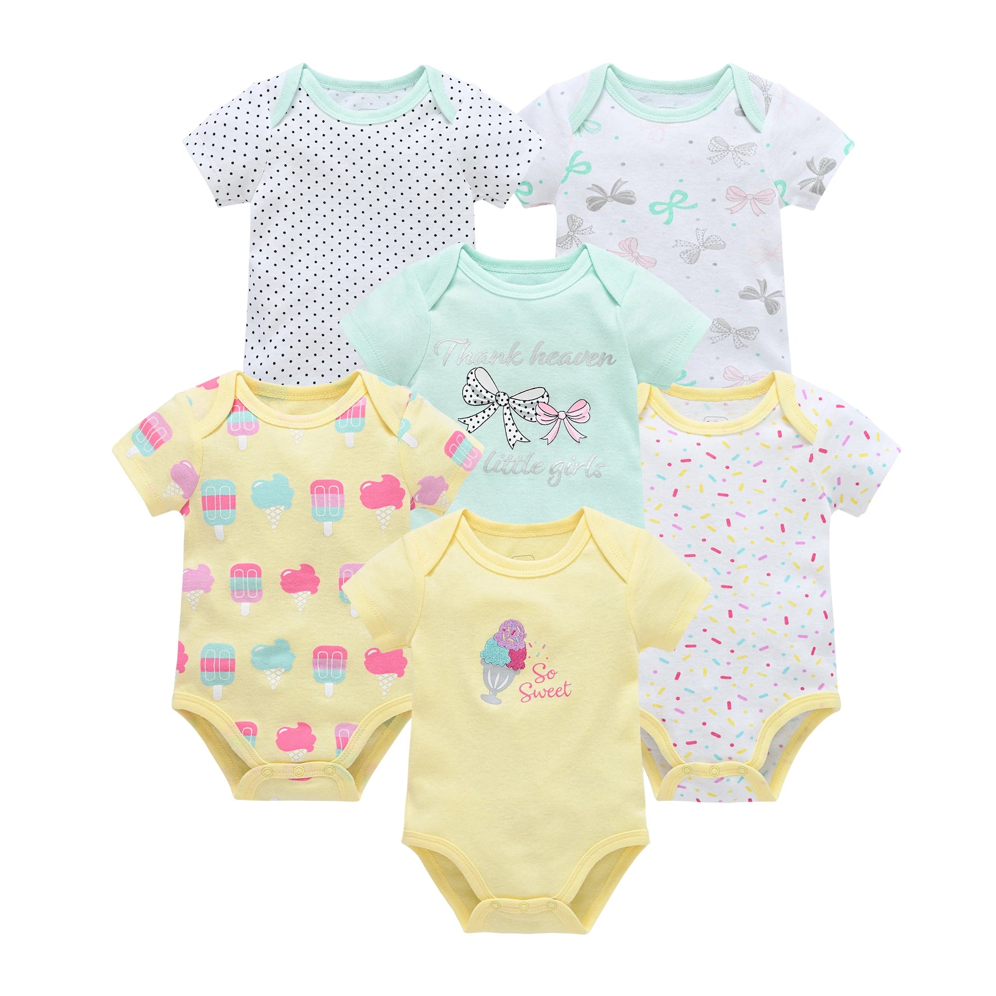 Baby Cotton Bodysuit Set (3 or 6 Pack)